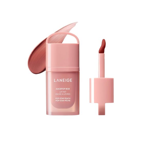LANEIGE JuicePop Box Lip Tint – Pop-Star Peach | Hydrating Glossy Lip Tint with Buildable Juicy Color & Long-Lasting Shine